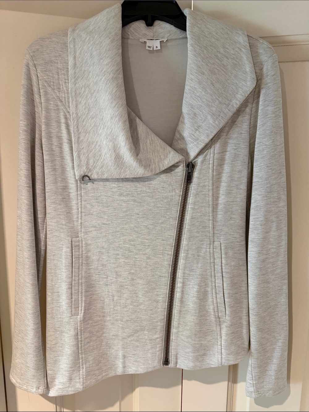 Helmut Lang Light Gray Asymmetric Zip Cardigan Jacket